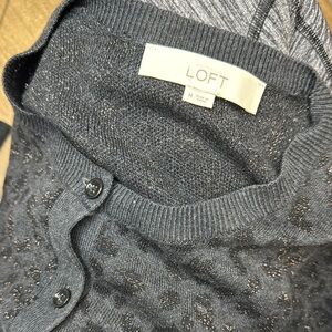 LOFT Gold and Gray Cardigan Sweater leopard